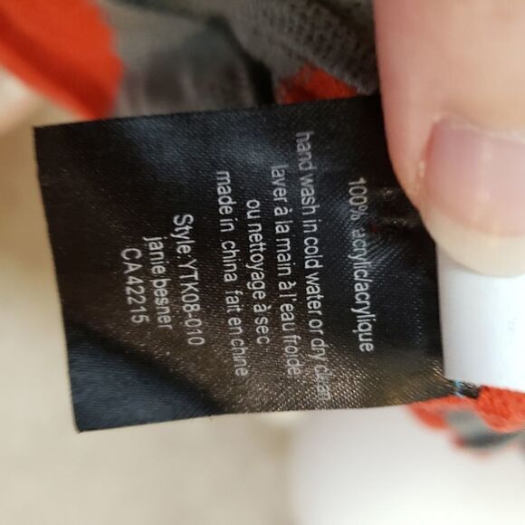 JANIE BESNER STRIPE SCARF RED GRAY - Picture 4 of 4